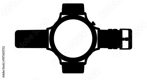 Minimalist Black Silhouette of a Smartwatch with Blank Face.
