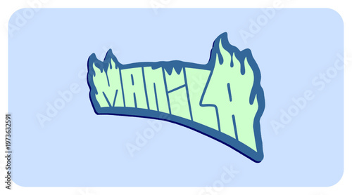 Manila Philippines Written in Bold Graffiti Tag Sticker Style with Urban Block Lettering for Streetwear and Travel Souvenir Design