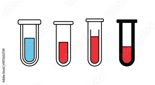 Test Tube Line art vector set simple shapes illustration