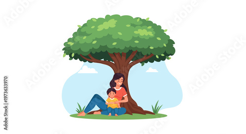 Woman sitting under a tree.