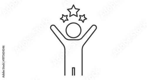 person success icon showing achievement quality rating and celebration with arms raised ideal for winner concepts and business growth.