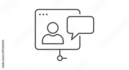 online communication icon showing a user profile and chat bubble for digital interaction social networking and customer support.