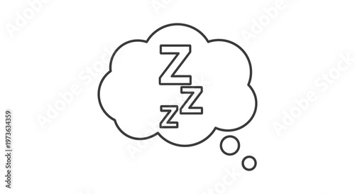 simple line art sleep icon with zzz symbol in a dream bubble representing rest and relaxation perfect for health apps