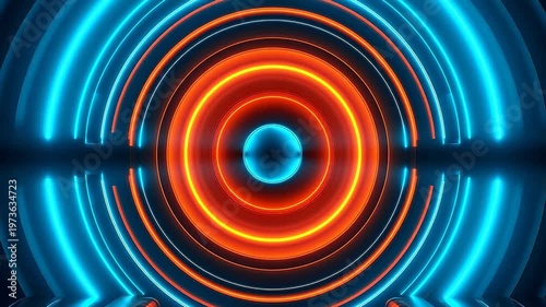 Digital circular neon light abstract background