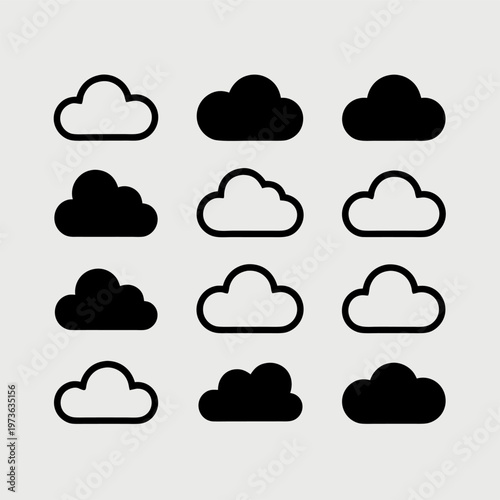 Cloud Icon Set with Different Styles