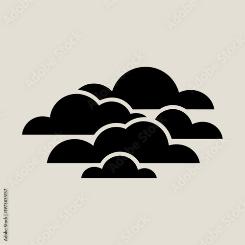 Minimalist Black Cloud Icon on Beige Background