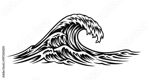 Stormy Sea Line art vector modern abstract colorful illustration