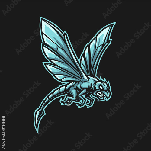 Fierce Dragon Fly Mascot Logo Design.