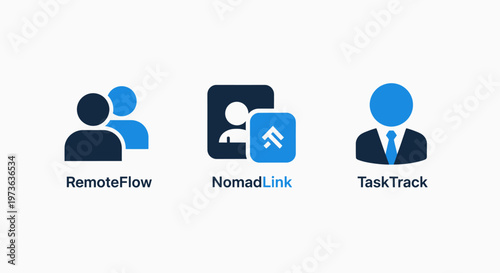 Remote work icons: remote flow, nomad link, and task track