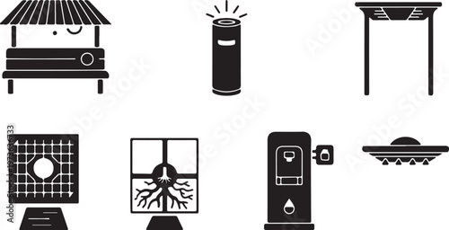 Smart agriculture systems farming technology black and white