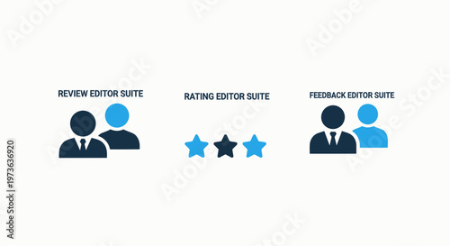 Customer feedback and rating icons with people and star symbols