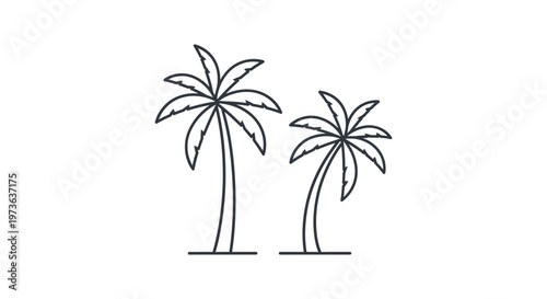 palm trees tropical summer vacation beach holiday island concept a minimalist line art illustration ideal for travel and leisure.