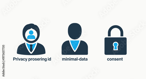 Data privacy and user consent business icon set