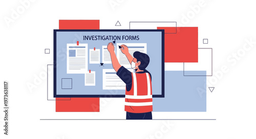 Investigator Attaching Documents to Investigation Forms Board