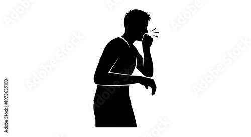 Silhouette of a man talking on phone.