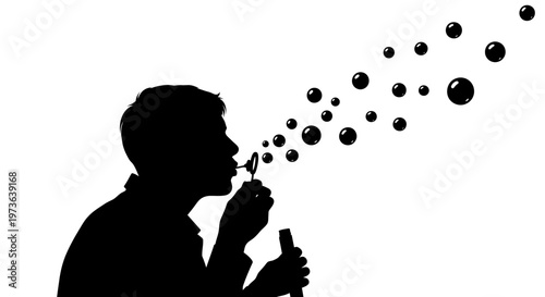 Silhouette of a person blowing bubbles capturing a moment of playful activity.