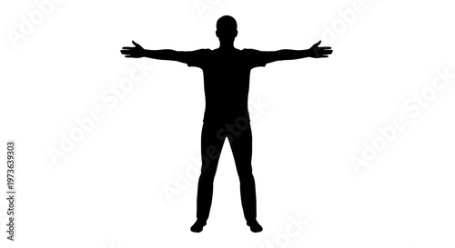 Silhouette of a person with arms outstretched standing tall.