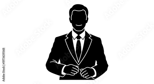 Silhouette of a professional businessman in a suit and tie.