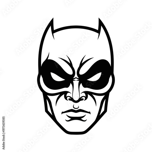 Fotografie A black and white illustration of a superhero mask on a plain background