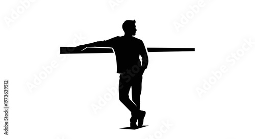 Silhouette of a young man standing.