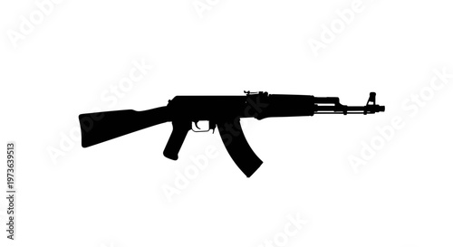 Silhouette of an AK47 assault rifle a powerful and iconic firearm.