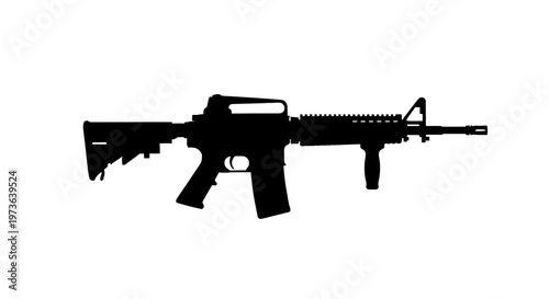 Silhouette of an assault rifle on a white background 1.