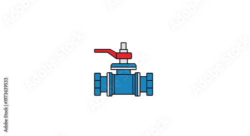 A compact blue ball valve equipped with a vibrant red handle for fluid control in piping systems stands isolated on a clean white background for clarity.