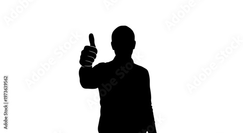 Silhouette of man giving thumbs up.
