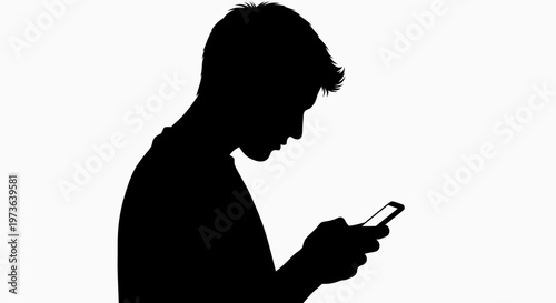 Silhouette of man using smartphone.