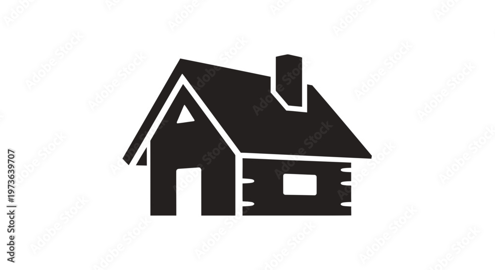 Fototapeta premium Simple Black House Icon Representing Home and Shelter.