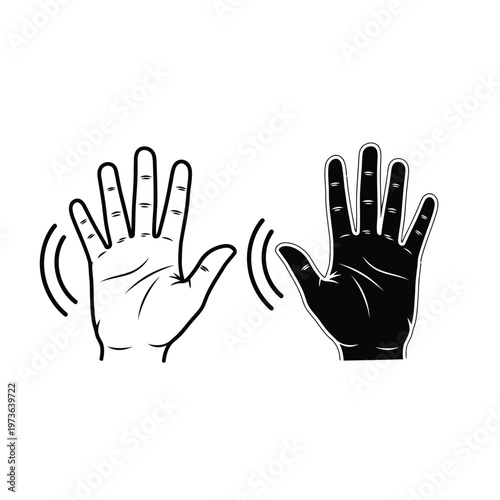 Waving hands icon set, hand gesture illustration