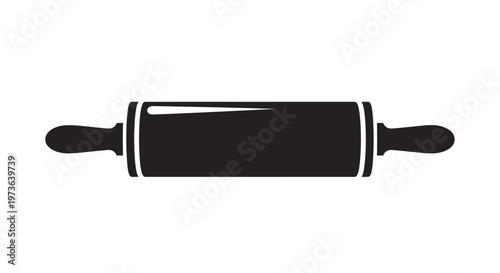 Simple black silhouette of a rolling pin on a white background.