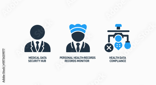 Business icons for customer service, record keeping, and compliance