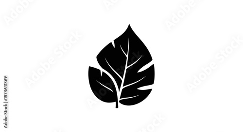 Monstera Deliciosa Leaf Silhouette Minimalist Design.