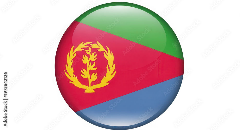 Fototapeta premium Eritrea flag glossy button isolated on transparent background