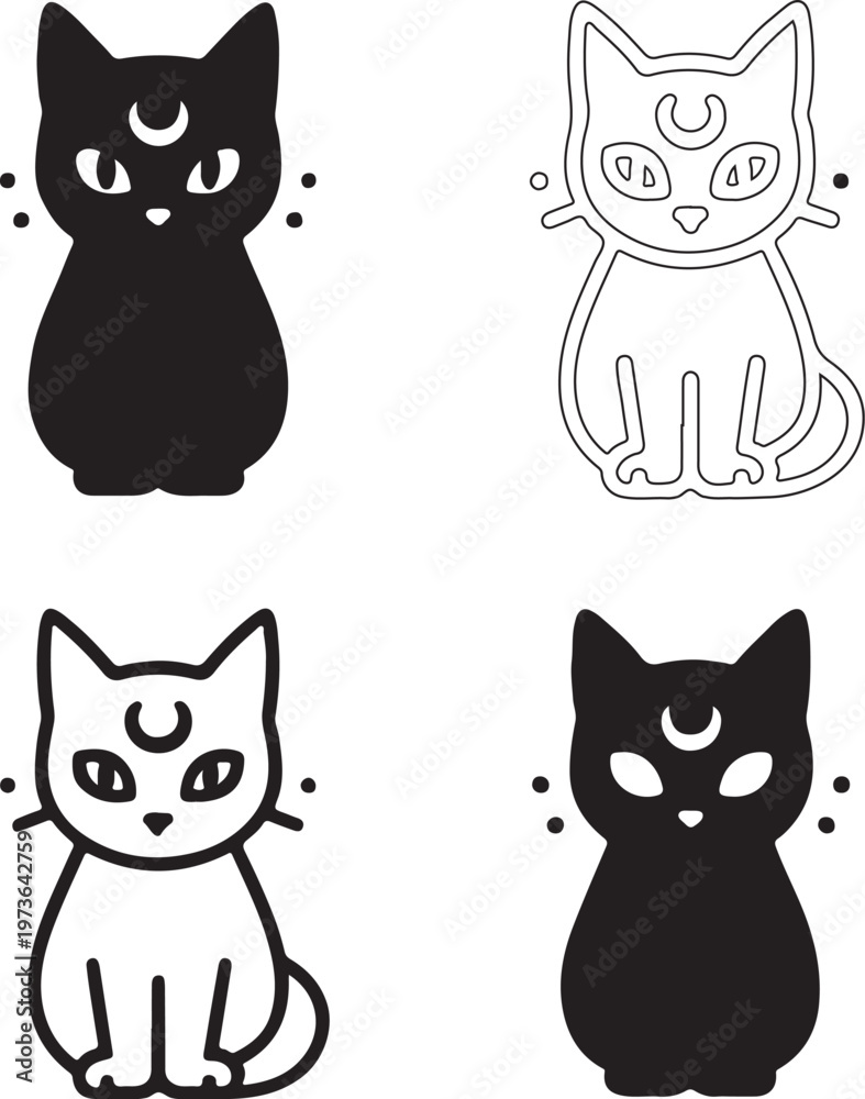 Fototapeta premium Isolated Mystery Cat Aesthetic Illustration, Mystery Cat Aesthetic Illustration icon, Mystery Cat Aesthetic Illustration vector, dark feline art, moody pet design, creative animal concept
