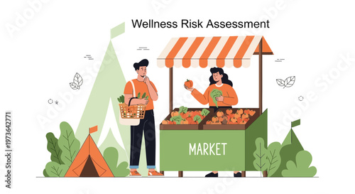 Man choosing fresh produce at a vibrant outdoor market stall, wellness concept