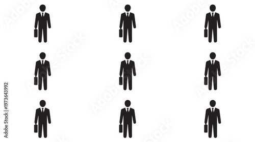 Nine identical businessman icons in a grid pattern.