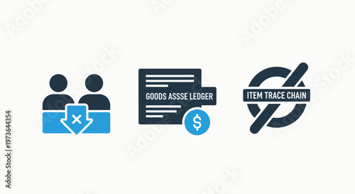 Icons representing user rejection, finance, and cancellation