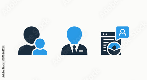People icons: user group, businessman, user profile analytics