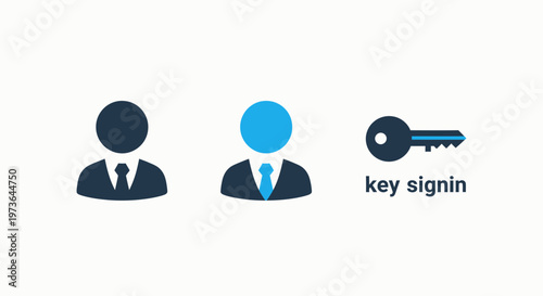 User authentication and key sign-in icons for digital access and security solutions with sign