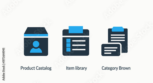 Digital icons for product catalog, item library, and inventory management in e-commerce systems, e commerce