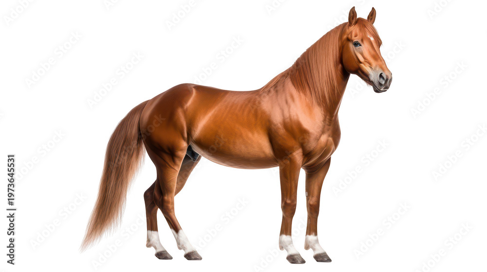 Obraz premium Chestnut Horse with Dark Mane isolated on a transparent background