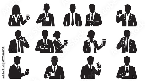 Business people icons with drinks.