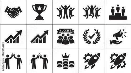 Business success icons and symbols.