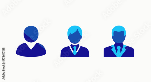Professional business user avatars set with gradient blue hues for profile and account management