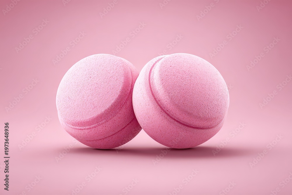 Obraz premium Two pink bath bombs for relaxation and self-care.