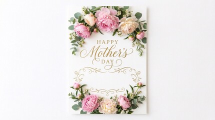 Happy Mother's Day card with floral border and elegant script