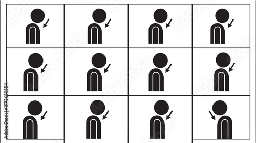 Black and white people icons pointing.