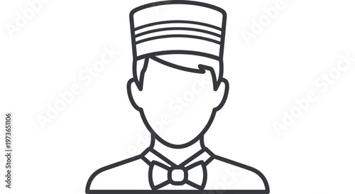 bellhop hotel service icon outline of a professional hospitality staff member wearing a uniform and bow tie avatar